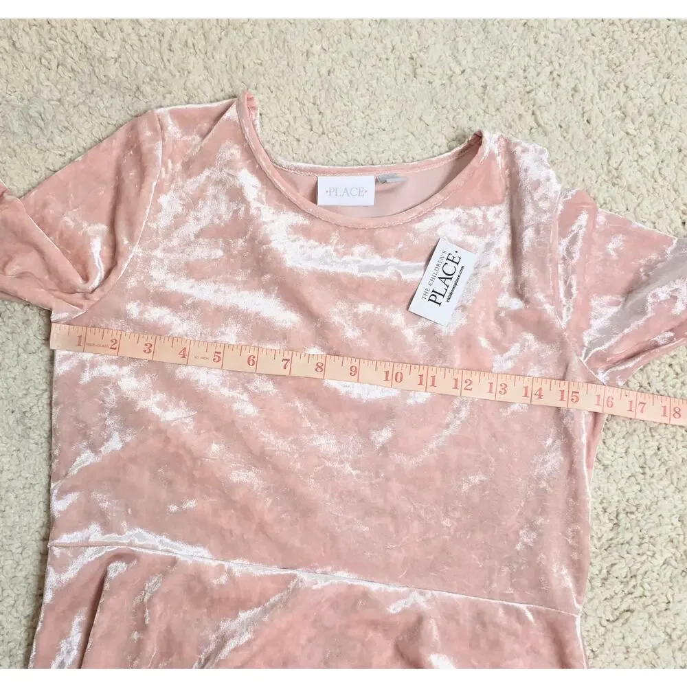 The Children's Place Rose Dust Pink Velveteen Dress Girl's Size XXL NWT